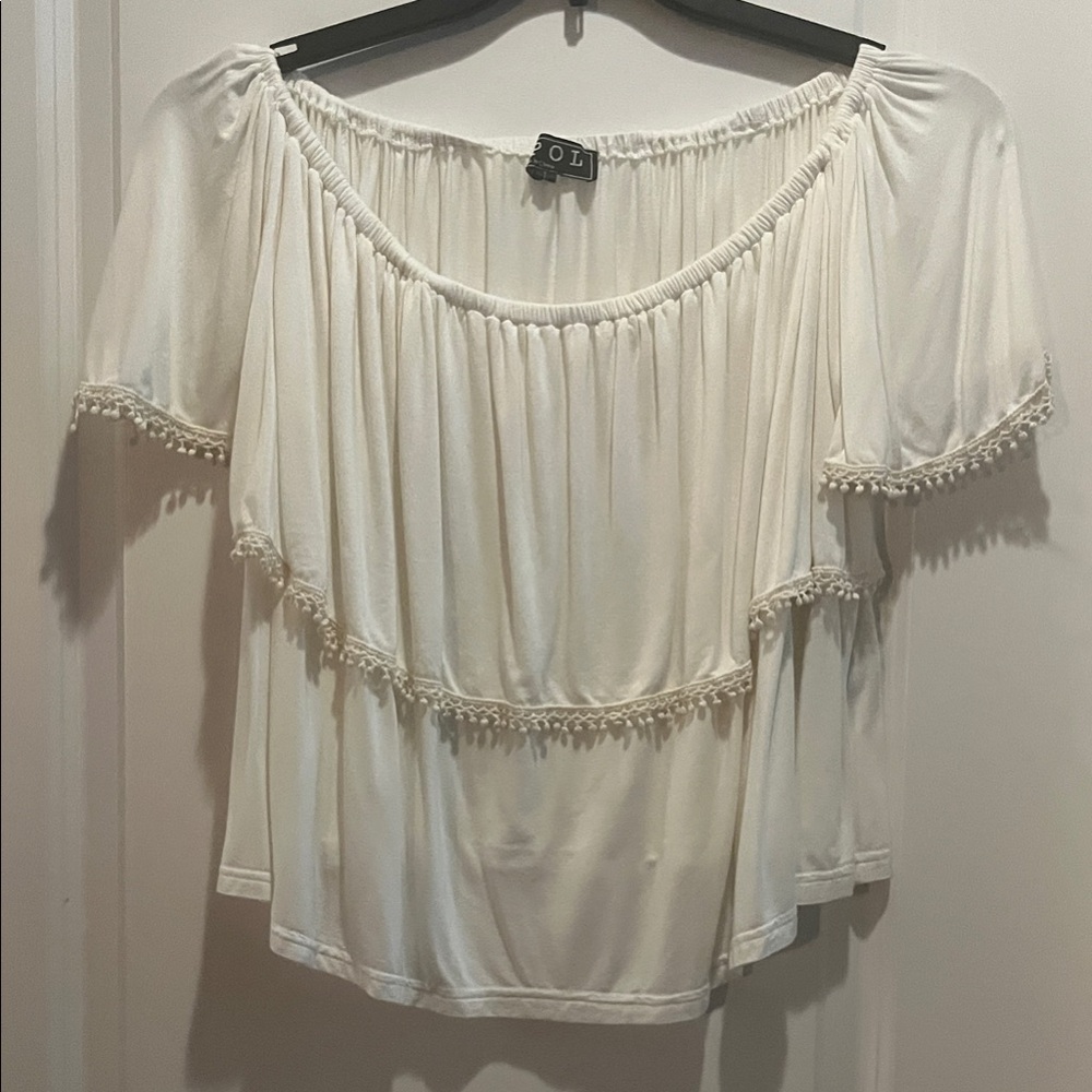 POL Cream Off-Shoulder Blouse